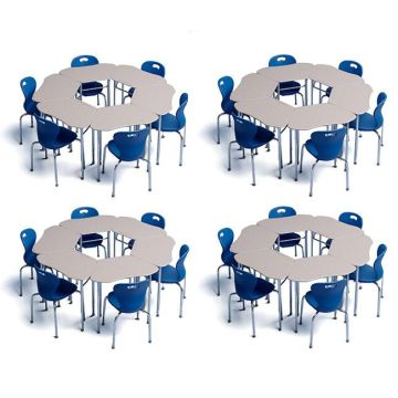 24 Student Classroom Package w/ 18"H Omnia Chairs & Hexagon Solid Plastic Desks (5th-Adult)