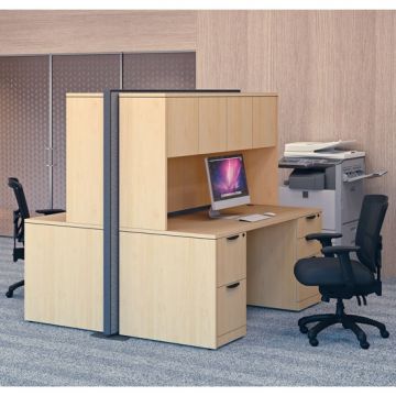 OS Laminate Pair of Two Desks with Hutch Storage