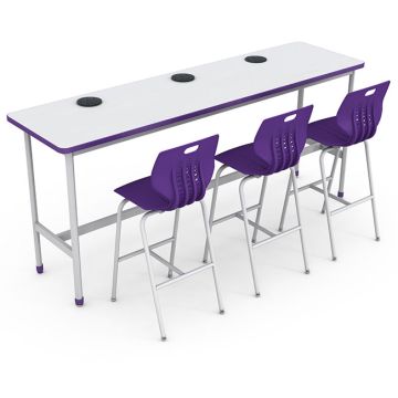Package Set - Chargebar Table (96" x 24" x 42") w/ 3 Emoji Stools (30" H)