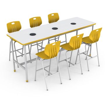 Package Set - Chargebar Table (96" x 30" x 42") w/ 6 Emoji Stools (30" H)