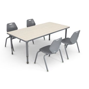 A&D Activity Table (60" x 30" Rectangle) with 4 Ready Stack Chairs (14" H)