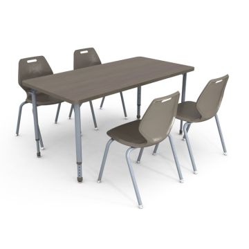 A&D Student Activity Table (60" x 30" Rectangle) with 4 Ready Stack Chairs (18" H)