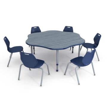 A&D Student Activity Table (60" Flower) with 6 Ready Stack Chairs (14" H)