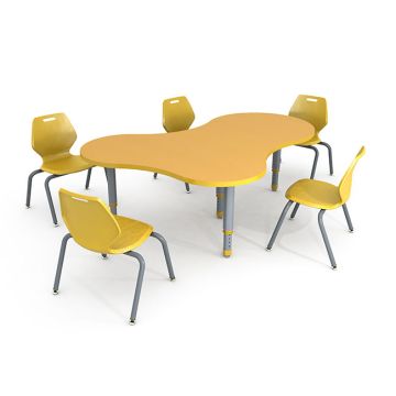 A&D Student Activity Table (65" x 45" Puzzle) with 5 Ready Stack Chairs (14" H)