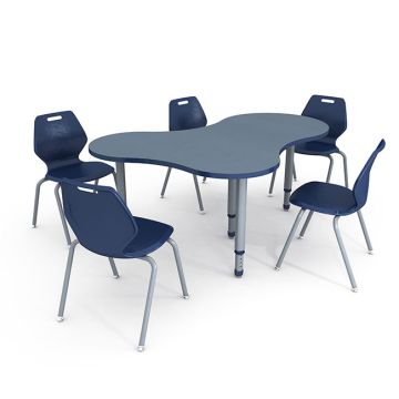 A&D Student Activity Table (65" x 45" Puzzle) with 5 Ready Stack Chairs (18" H)