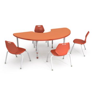 A&D Student Activity Table (72" x 36" Rainbow) with 4 Ready Stack Chairs (14" H)