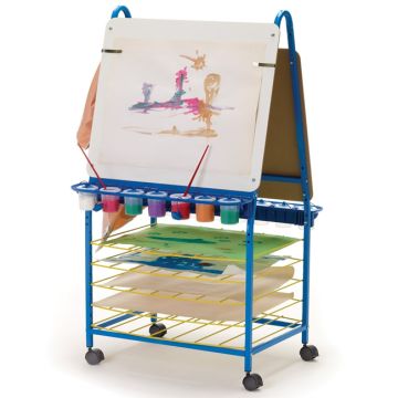 Double Sided Art Easel w/ Drying Rack and Tub Storage