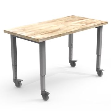 Adjustable Butcher Block Top Planner Studio Table (60'' W x 30'' D x 29''-40'' H)