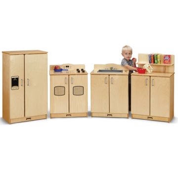 4 Piece Birch Kitchen Set- Refrigerator, Stove, Sink and Cupboard
