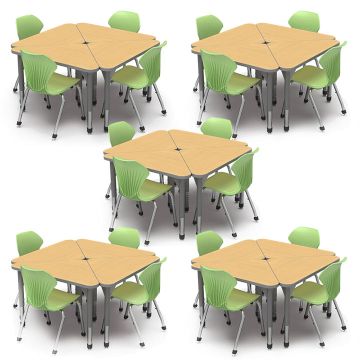 Classroom Set - 20 Premier Triangle Desks & Apex Chairs