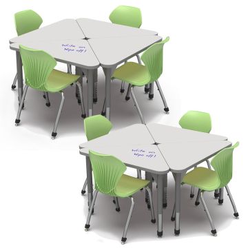 Classroom Set - 8 Premier Dry Erase Triangle Desks & Apex Chairs (18" H - 5th-Adult)
