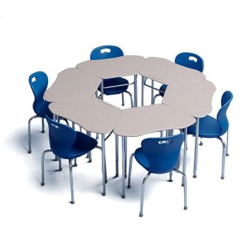 6 Student Classroom Package w/ 18"H Omnia Chairs & Hexagon Solid Plastic Desks (5th-Adult)