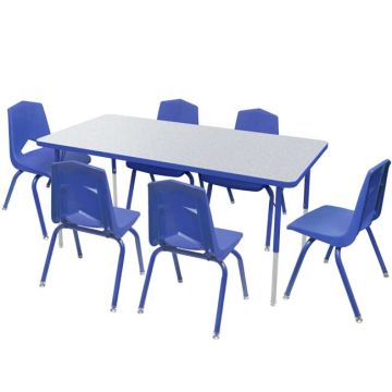 Rectangle Activity Table with Colored Edgeband & Chair Package Set