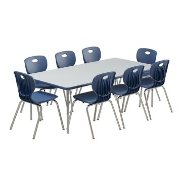 Deluxe HPL Activity Table & Classic Student Chair Package (36" x 72" Rectangle - 1 Table & 8 Chairs)