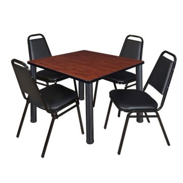 Kee Cafe Table and Vinyl Stack Chairs