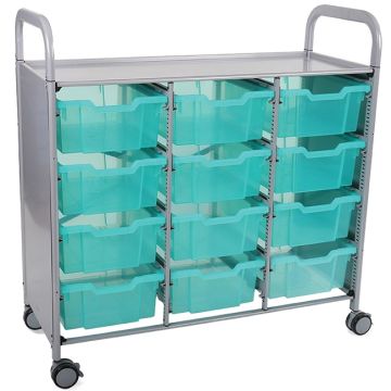 Callero Antimicrobial Triple Cart w/ 12 Deep Trays