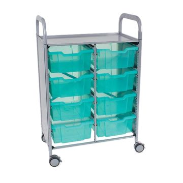 Callero Antimicrobial Double Cart w/ 8 Deep Trays