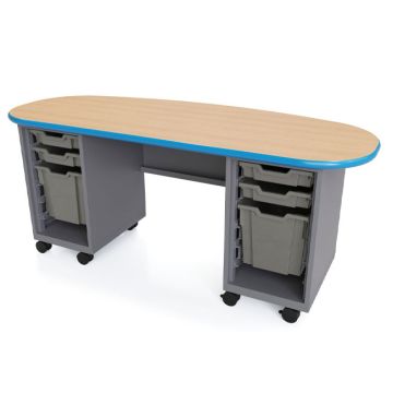Cascade Bullet Teacher Desks with Double Pedestal