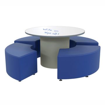 Sonik Dry Erase Round Table & Curve Soft Seating Package (29'' H Table w/ 18'' H Seats)
