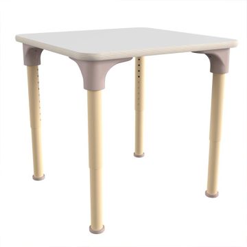 Adjustable Height Square Activity Table - Beech Wood/White