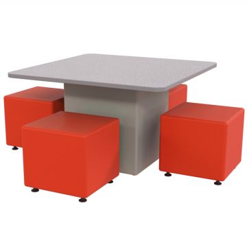 Sonik Square Table & Square Ottoman Package (29'' H Table w/ 18'' H Seats)