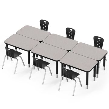 Classroom Set - 6 Synergy Student Desks and Stack Chairs
