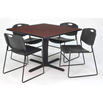 Cain Base Cafe Table and Four Zeng 4400 Chairs by Regency