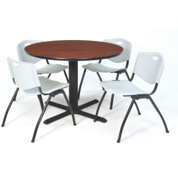 Cain Base Cafe Table and Four M Stacker 4700 Chairs by Regency