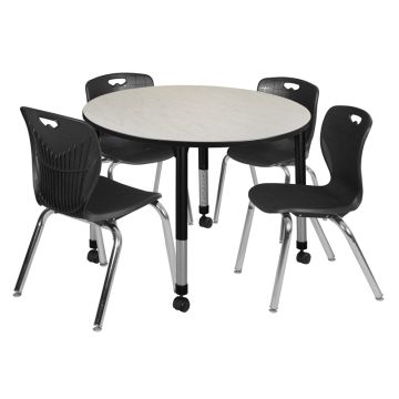 Kee Mobile Classroom Table & Andy Stack Chair Package (36" Round)