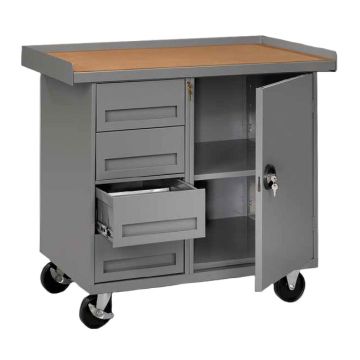 Mobile Workbench with Storage Cabinet (4 Drawers)