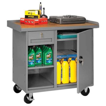Mobile Workbench with Storage Cabinet (Single Drawer and Dual Shelves)