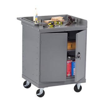 Mobile Workbench with 2-Door Storage Cabinet