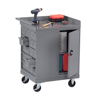 Mobile Workbench with Storage Cabinet (20 Bins)