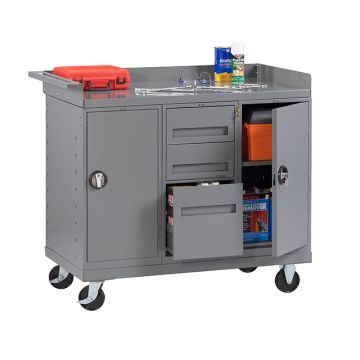 Mobile Workbench with Dual Storage Cabinets (3 Drawers)