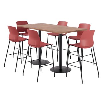 Bar Height Cafe Table with Six Lola Stools - 36'' X 72'' Rectangle