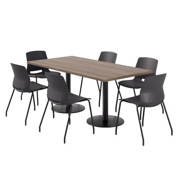 Cafe Table with Six Lola Armless Chairs - 36'' X 72'' Rectangle