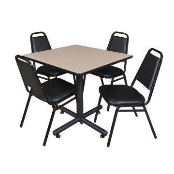 Kobe Base Cafe Table and Four Vinyl Stacker Chairs by Regency