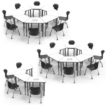 Classroom Set - 20 Apex Stack Chairs (18'' H -5th-Adult) & 20 Trapezoid Dry Erase Apex Student Desks