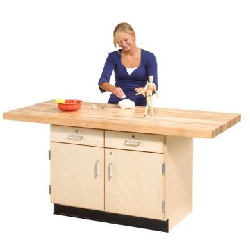 Two-Station Wood Workbench w/ Drawers