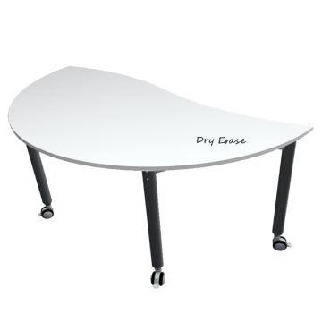 Versatilis Dry Erase Non-Folding Table (59'' x 32'' Semi Circle Wave)