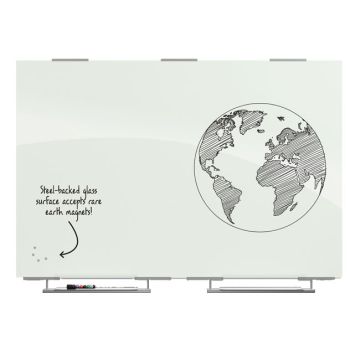 Visionary Exo Magnetic Glass Dry Erase Whiteboard with Exo Tray