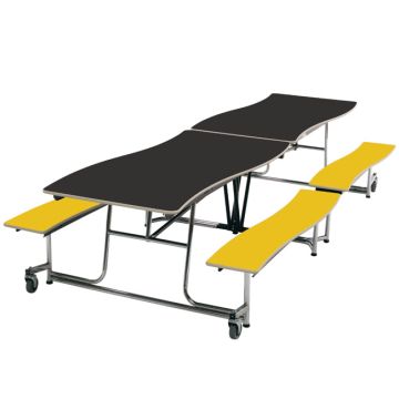 Ocean Wave Top Mobile Bench Cafeteria Tables