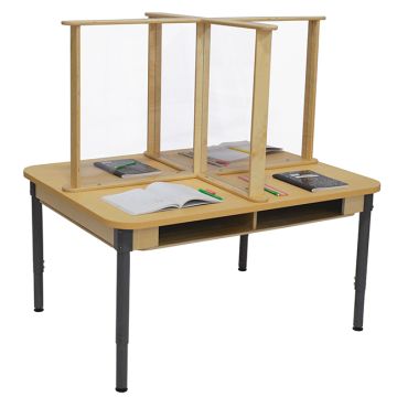 Four Person Desk with Sneeze Guard - 48''W x 36''D