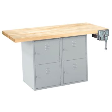 Two-Station Steel Workbenches w/ Locker Base
