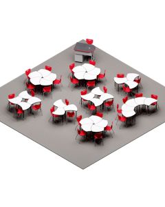 Complete Classroom Package - Teacher Station + 34 Porcelain Dry Erase Shape Desks & Chairs